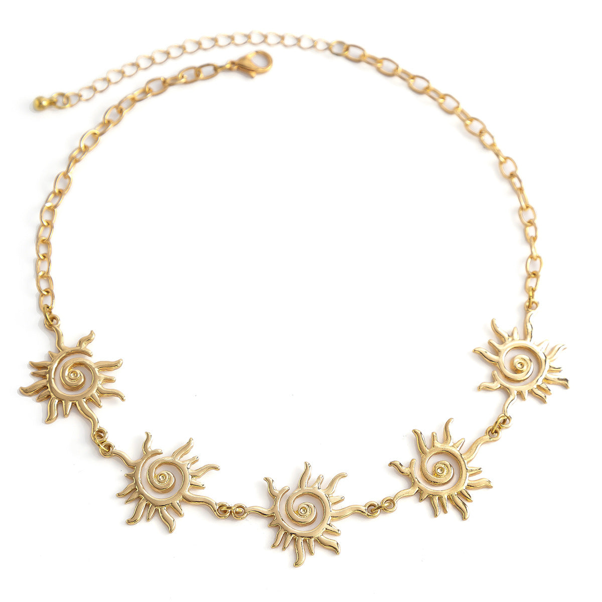 Ethnic Geometric Sun Pendant Necklace in Alloy with Plated Finish for Women