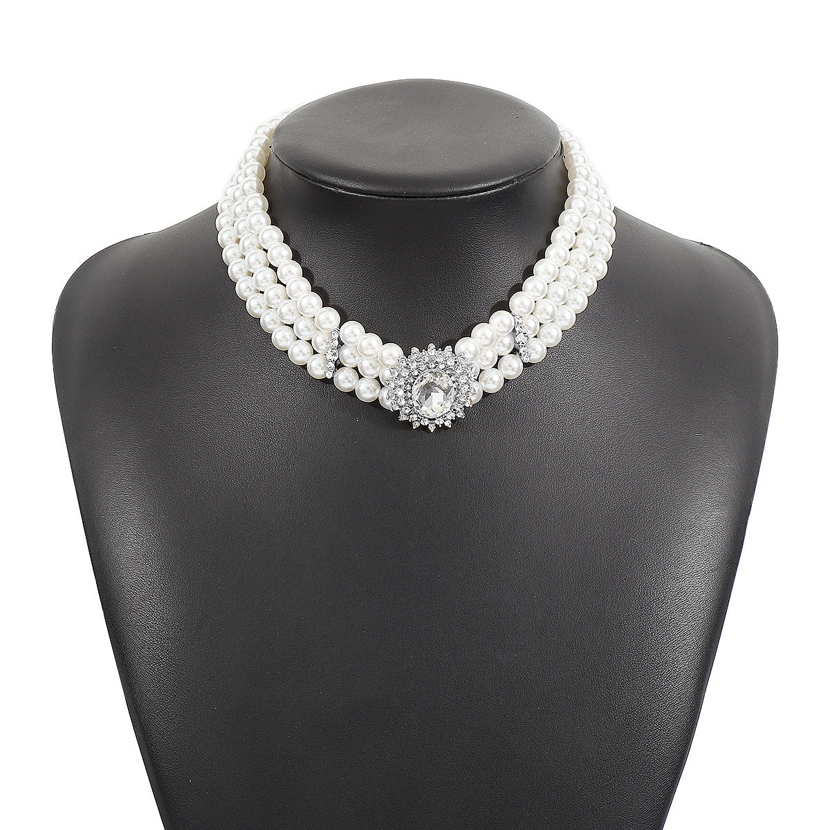 Sweet-Edgy Geometric Pearl and Rhinestone Bracelet with Handcrafted Detailing for Women