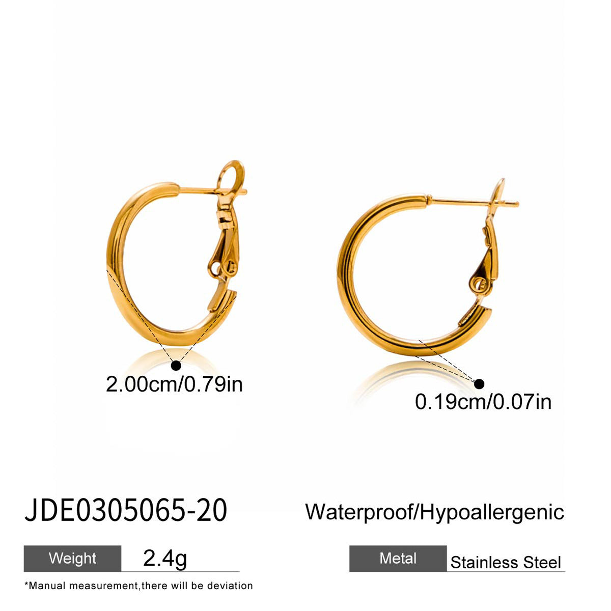 Orecchini a Cerchio Minimalisti Geometrici in Acciaio Inossidabile Placcato per Donna
