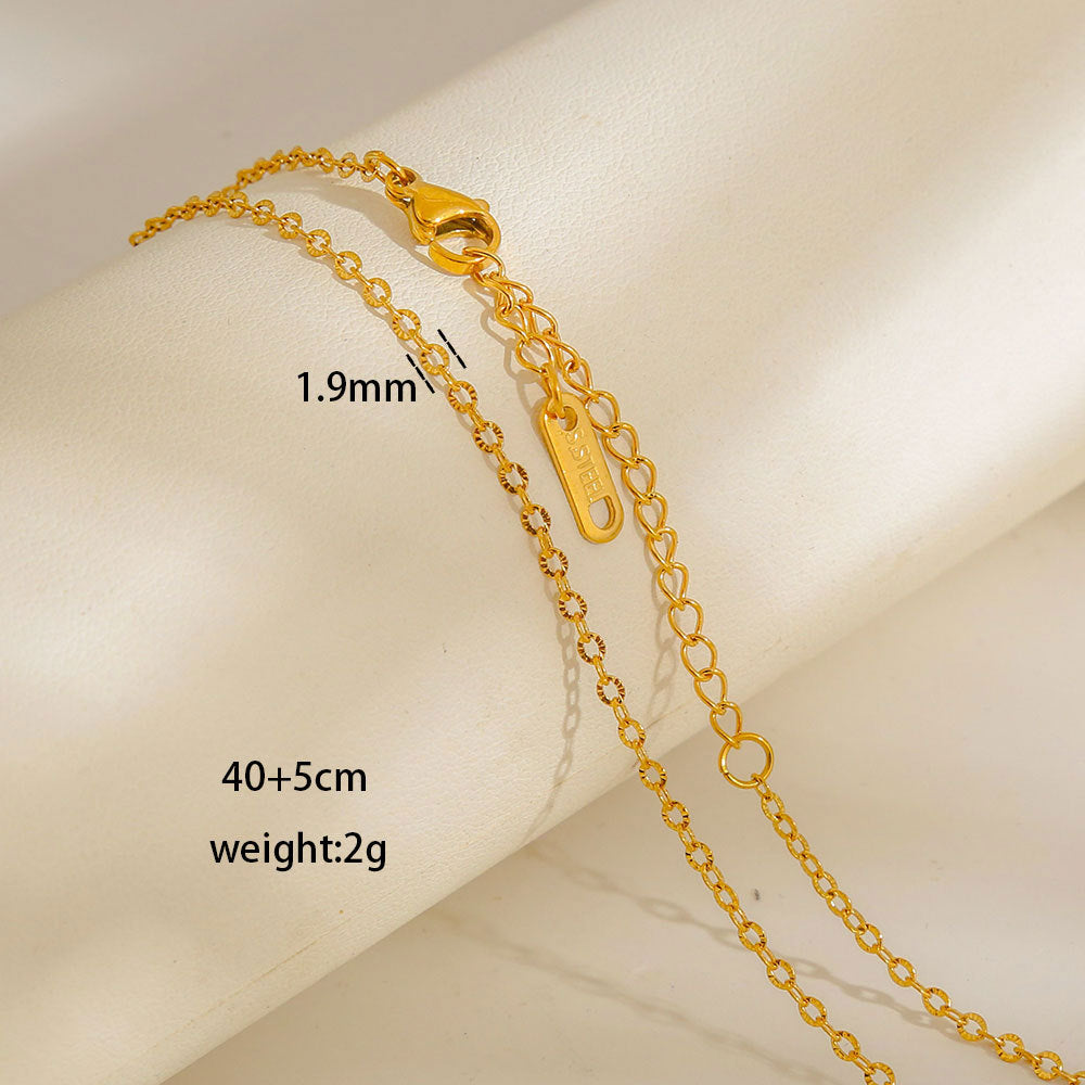 Collana con Ciondoli Geometrici Minimalisti in Acciaio al Titanio Placcato con Nappe, Charm Fai da Te per Donne