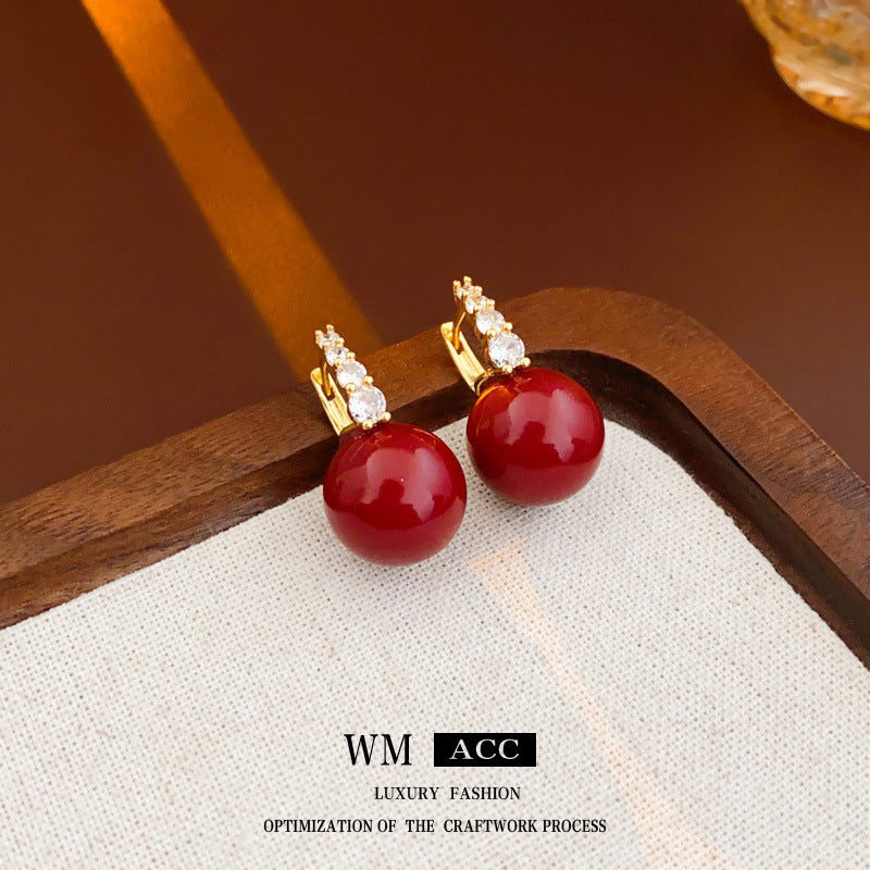 Elegant Geometric Earrings for Women with Enamel Finish in Copper and Stainless Steel Studs