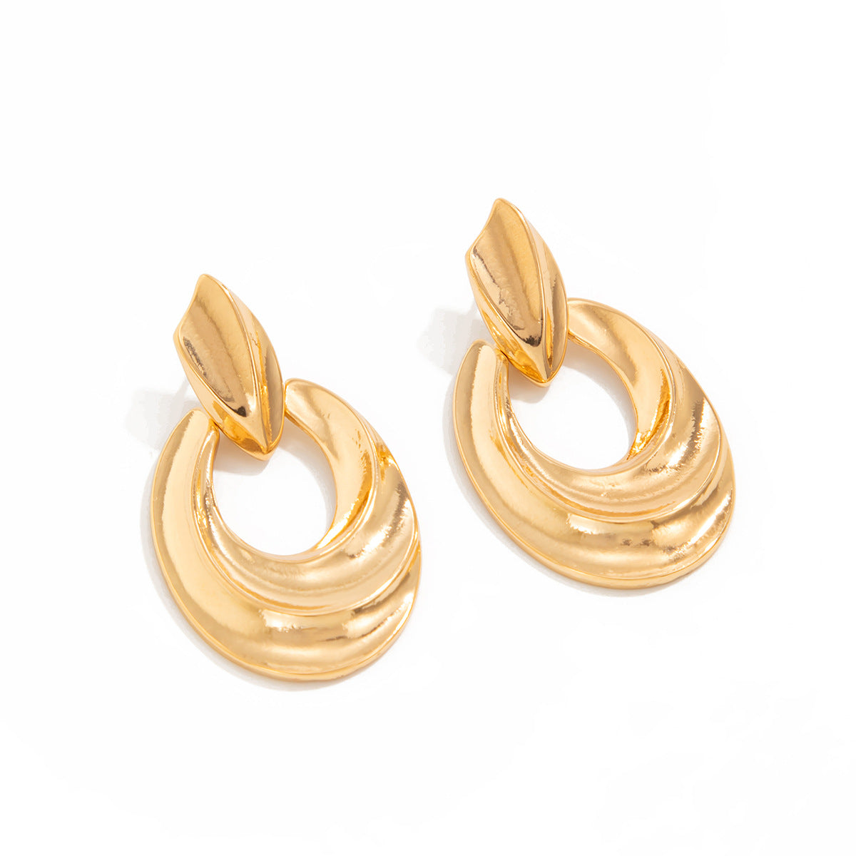 Business Geometric Oval Square Alloy Plated Earrings for Women