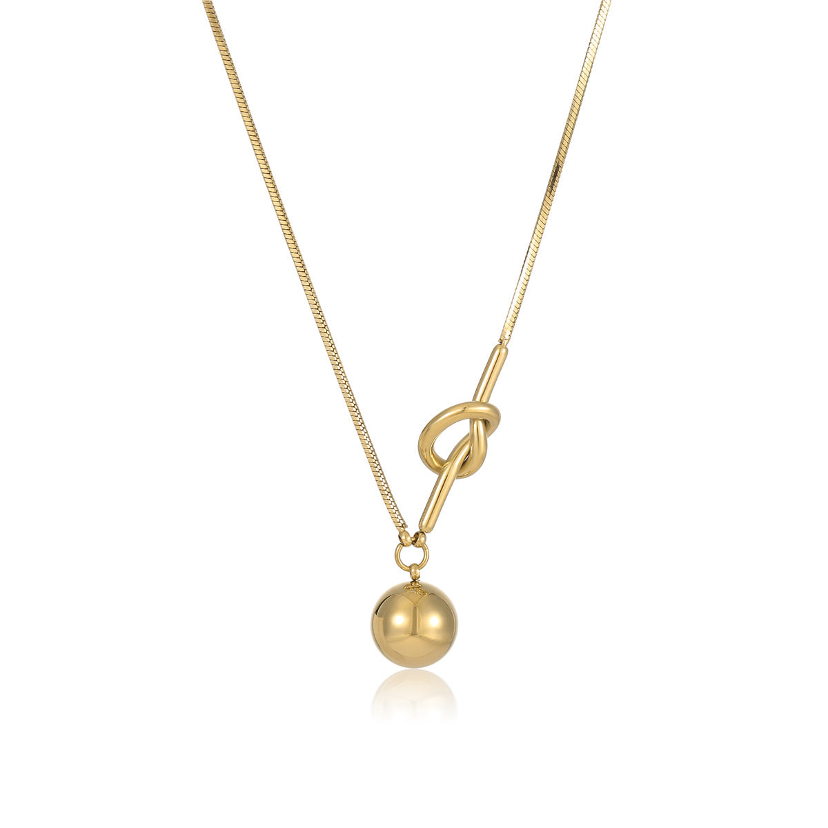 Collar con colgante de cuentas redondas de estilo OL a la moda con cadena de acero inoxidable y chapado en oro de 18 quilates para mujer