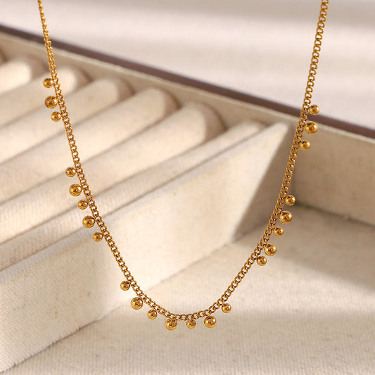 Collar con colgante geométrico minimalista de acero inoxidable con baño de oro de 18 quilates y dije de acero de titanio en forma de lágrima