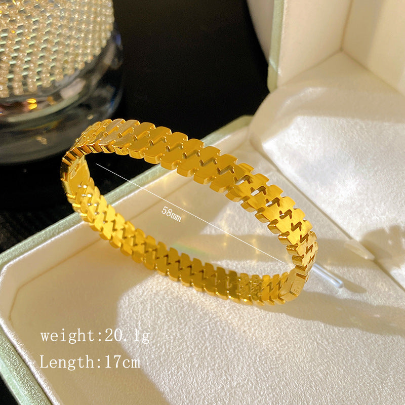 Vintage Polka Dot Plated Titanium Steel Double Layer Bracelet