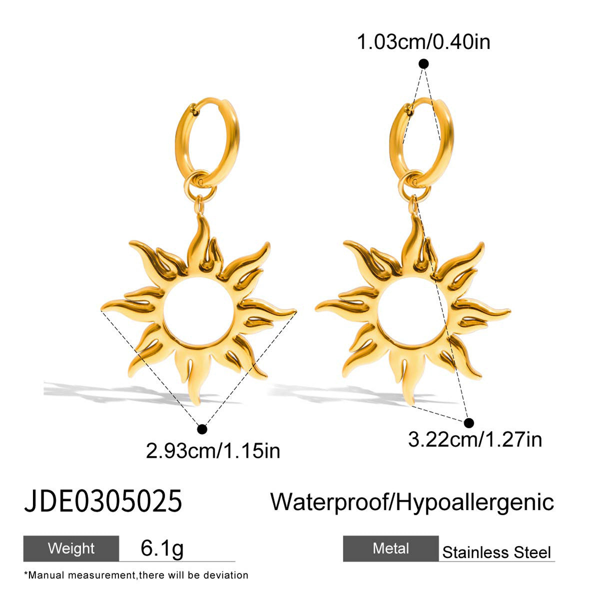 Minimalist Hollow Sun Star Moon Stainless Steel Titanium Steel Plated Bracelet and Earring Set for Women