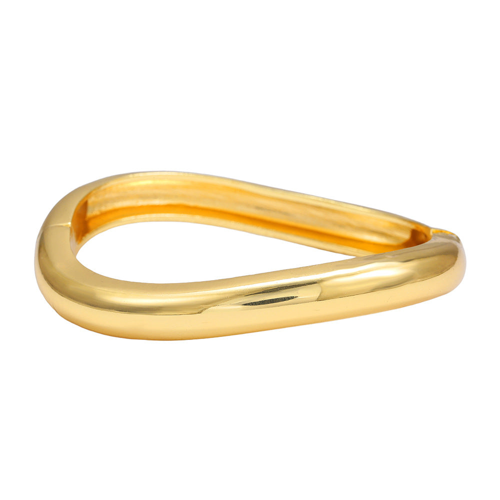Minimalist Geometric Round Plated Alloy Spring Cuff Bracelet