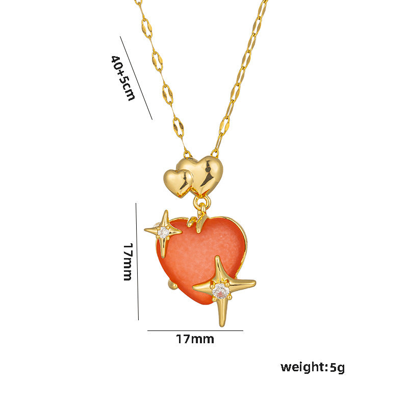 Minimalist Cold-Tone Heart-Shaped Titanium Steel Pendant Necklace with Electroplated Finish for Women