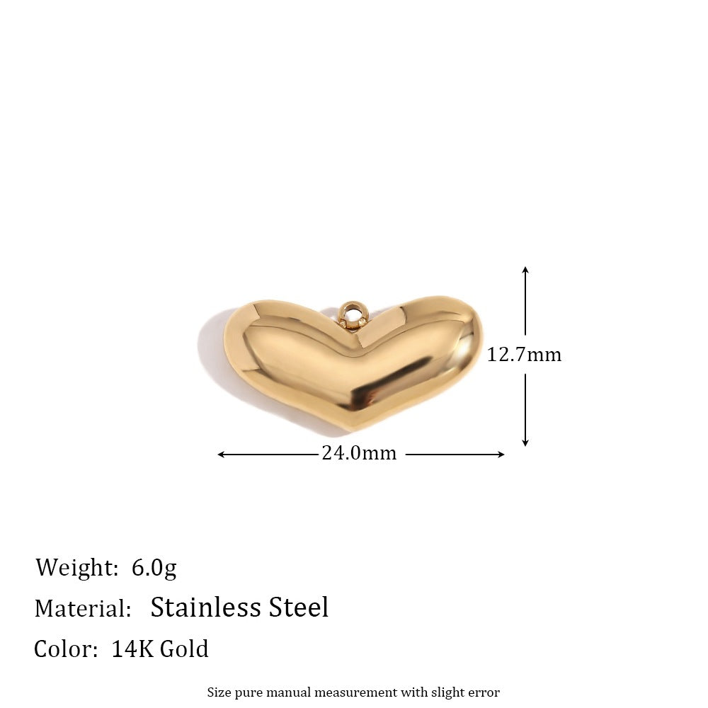 Minimalist Geometric Pendant with 14K Gold Plated Stainless Steel Round Heart Shape and Greek Key Pattern for DIY Jewelry Making