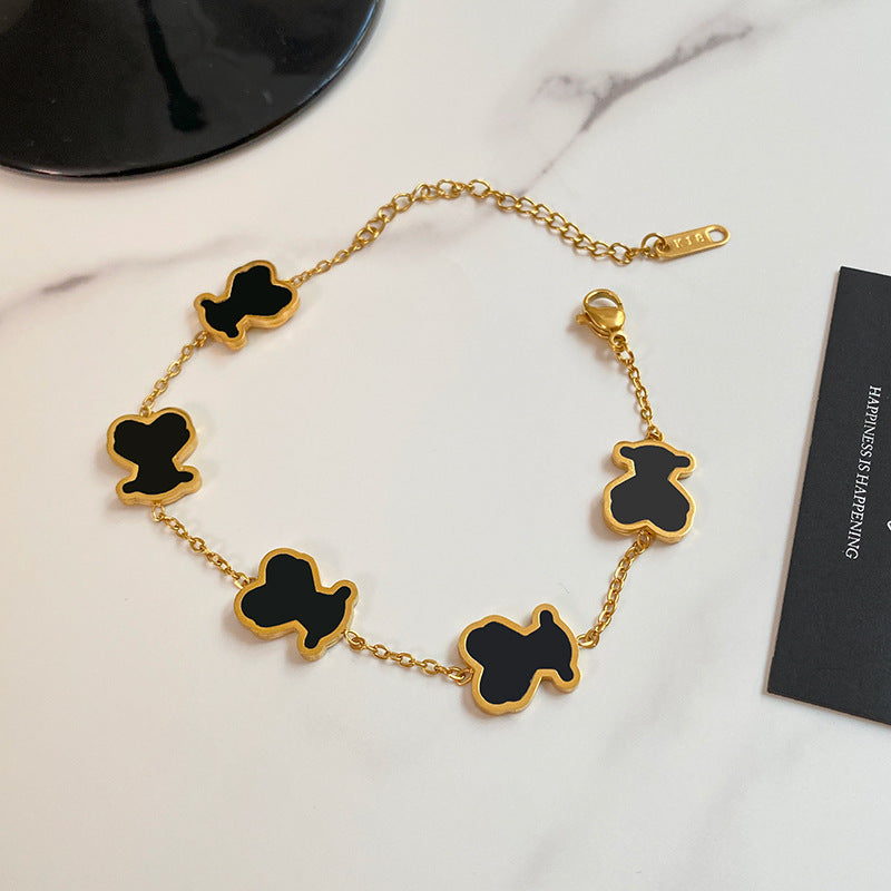 Gold Plated Titanium Steel Bear Bracelet Unisex