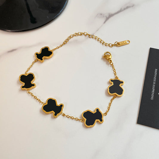 Gold Plated Titanium Steel Bear Bracelet Unisex