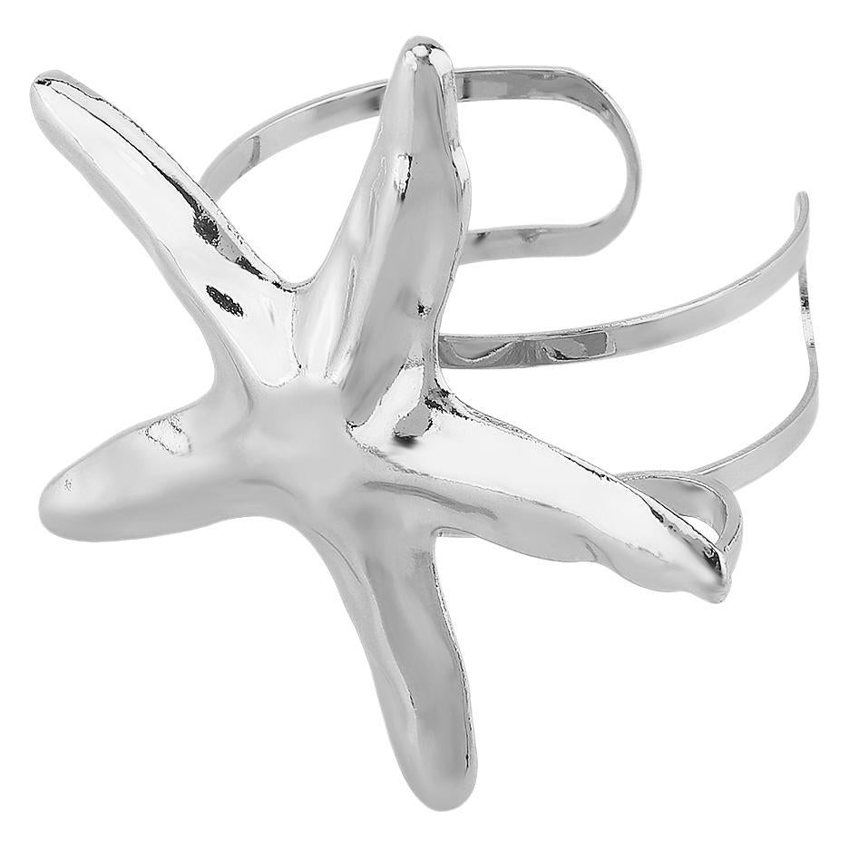 Pulsera Abierta Minimalista de Aleación con Acabado Chapado, Diseño de Estrella de Mar y Concha, Ideal para Vacaciones en la Playa