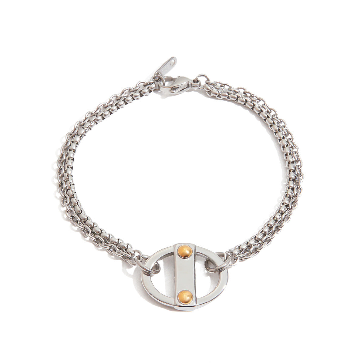 Geometric Plated Stainless Steel Cuban Link Chain Bracelet for Women