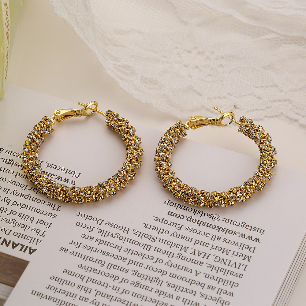 Orecchini Minimalisti Geometrici da Donna in Ottone Placcato Oro Vero e Zirconia Micro-Incastonata