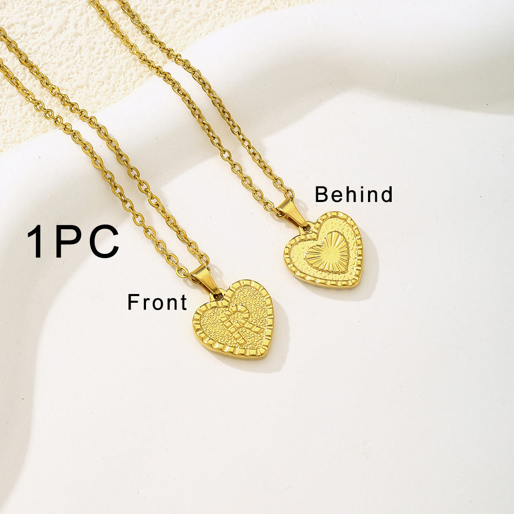 Elegante collana con ciondolo a forma di cuore in acciaio inossidabile con lettera, per donna, finitura placcata, stile catena O