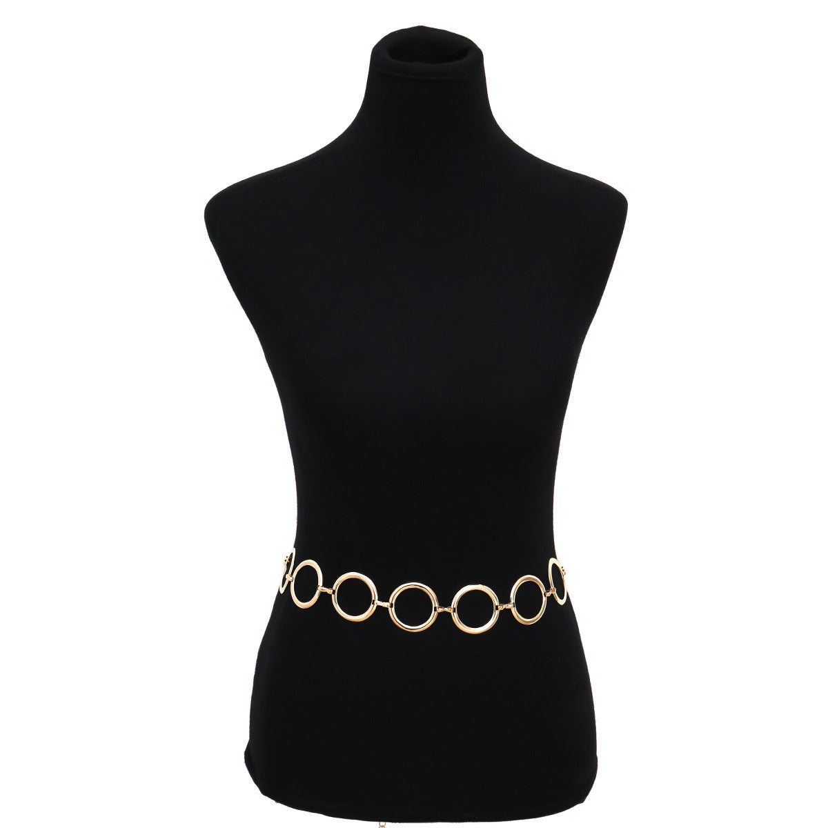 Collana a catena geometrica minimalista con anelli di metallo ad incastro e chiusura a moschettone per donna