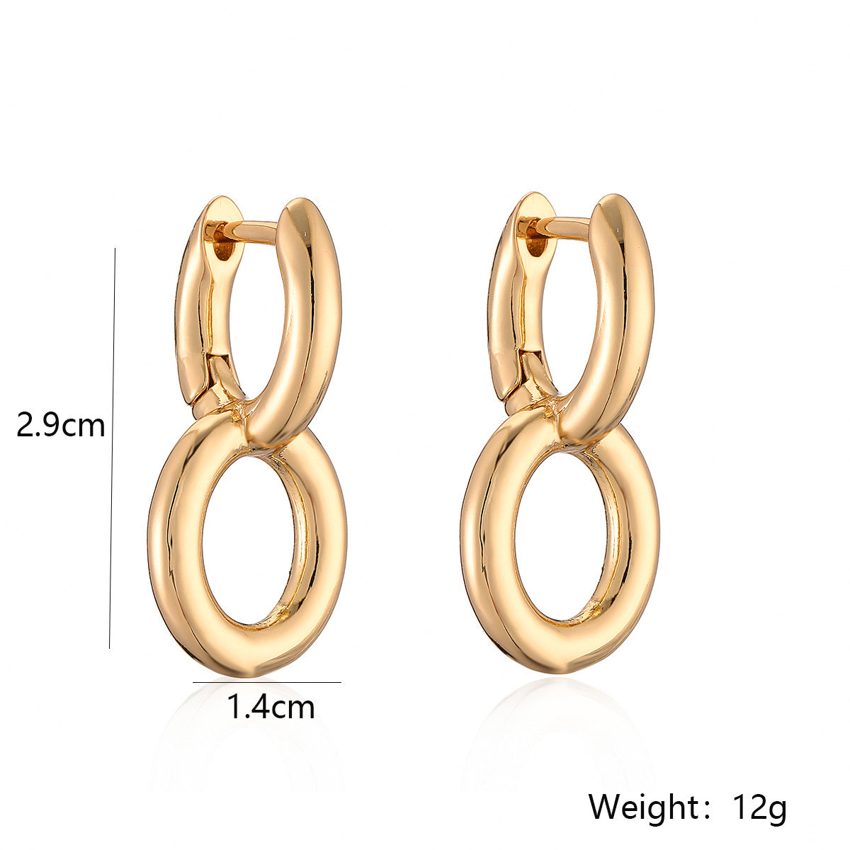 Orecchini geometrici minimalisti in rame con placcatura in oro per donna, gioielli per l'orecchio alla moda di ispirazione vintage dalla forma irregolare