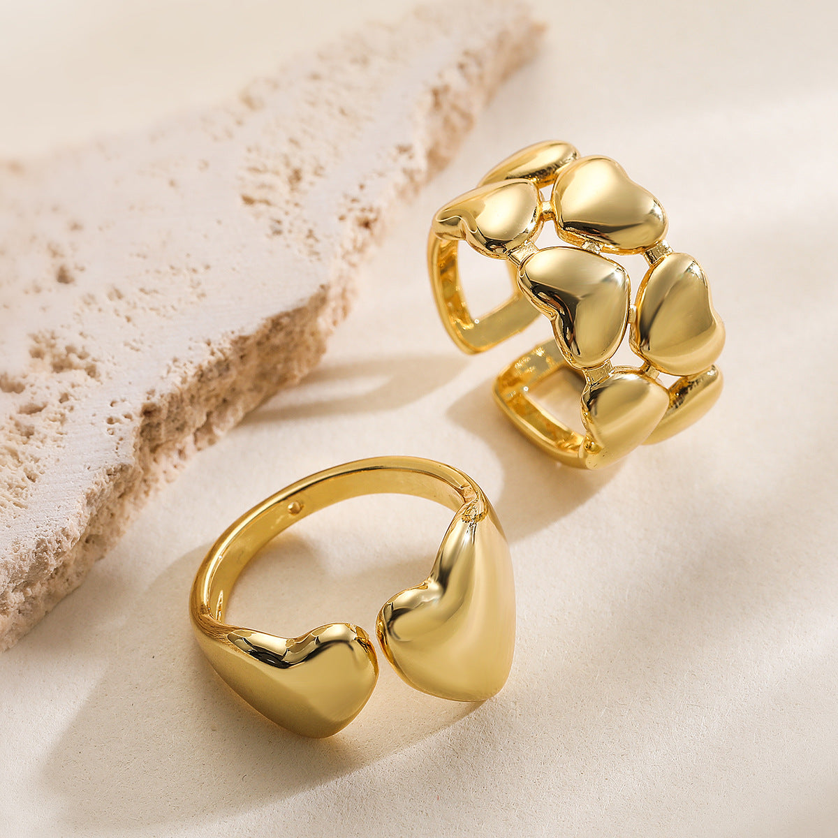Minimalist Geometric Irregular Shaped Copper Ring with Gold Plating for Women