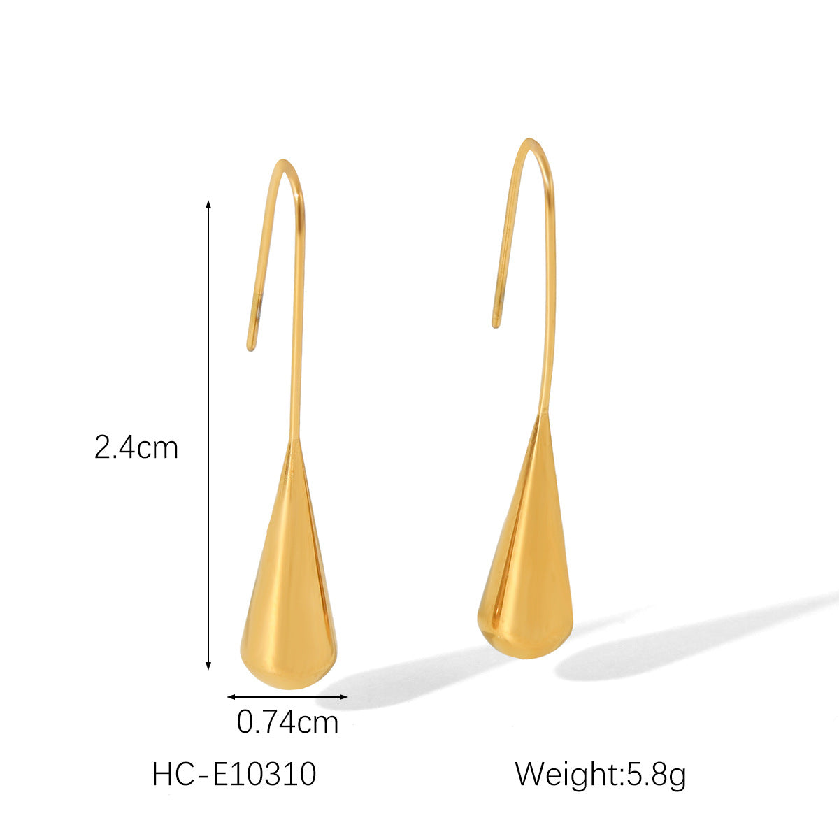 Orecchini da donna geometrici a goccia in acciaio al titanio placcato oro 18K in stile Fashion Ins