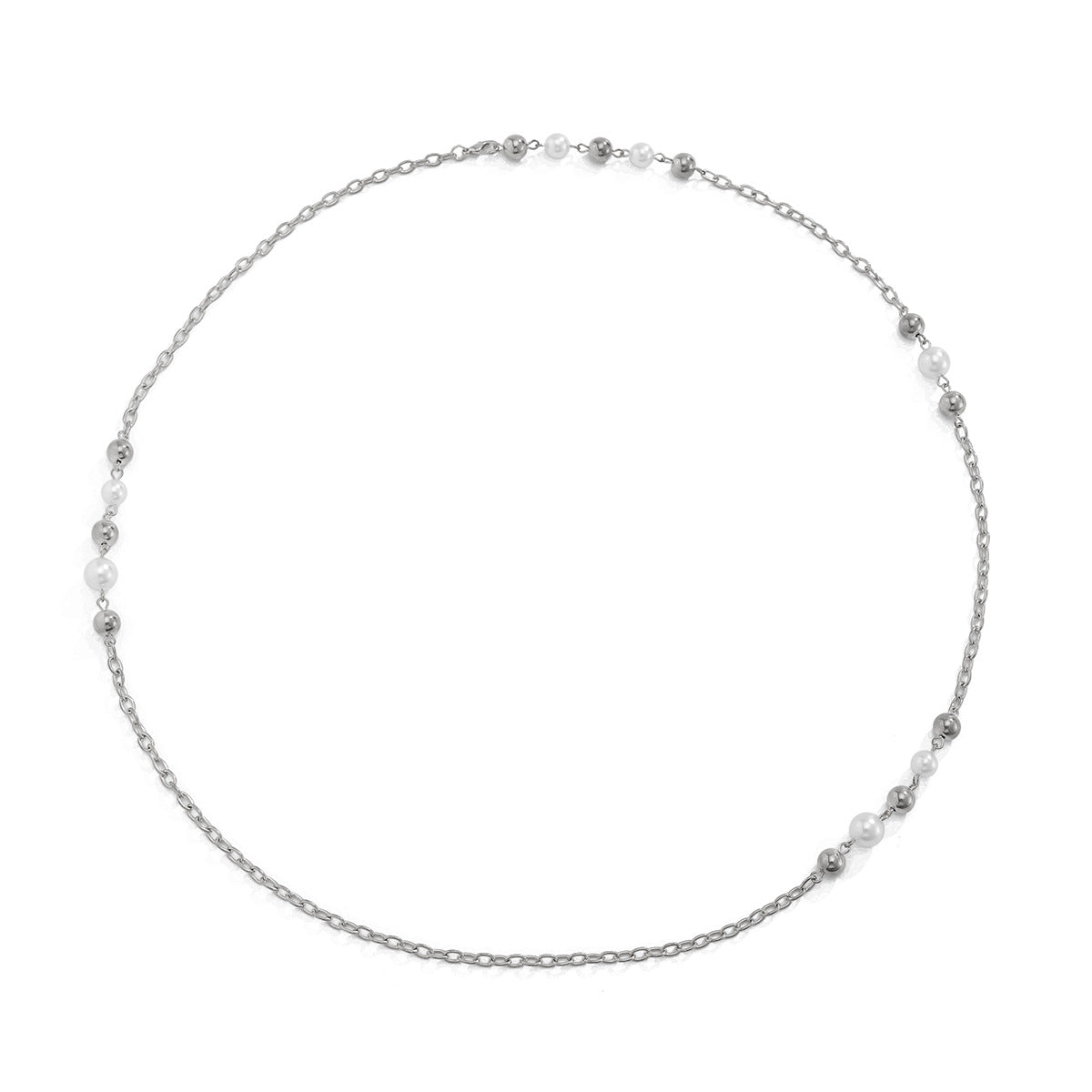 Streetwear Plated Round Pearl Ball Chain Necklace for Women