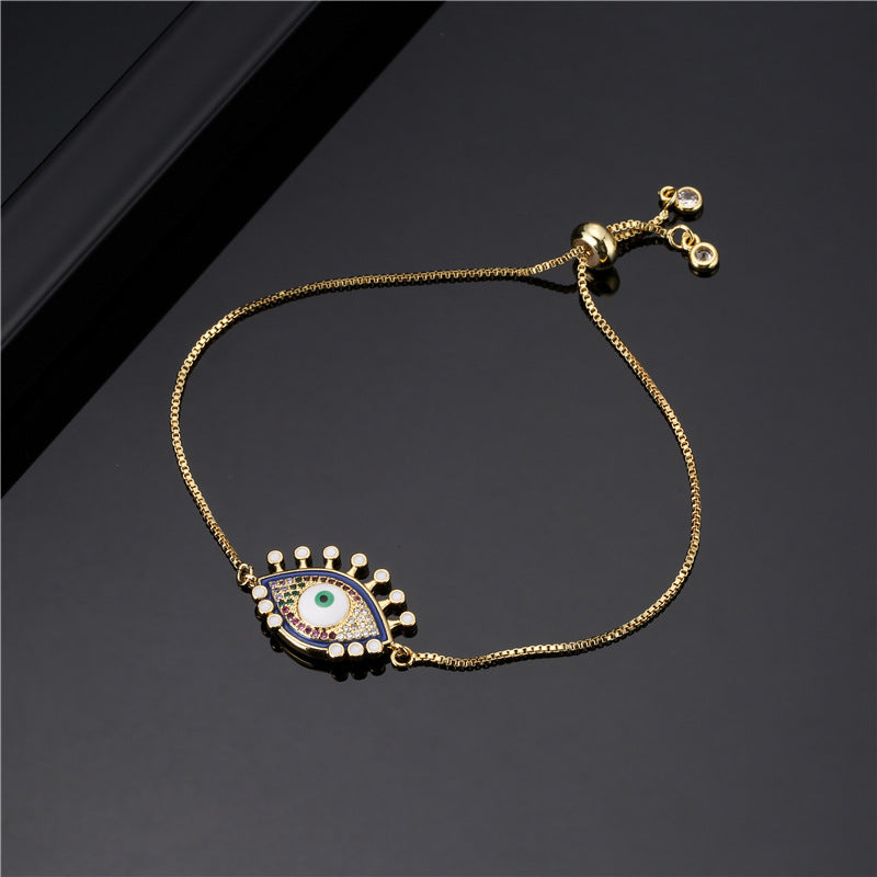 Geometric Brass Inlaid Cubic Zirconia Bracelet for Women