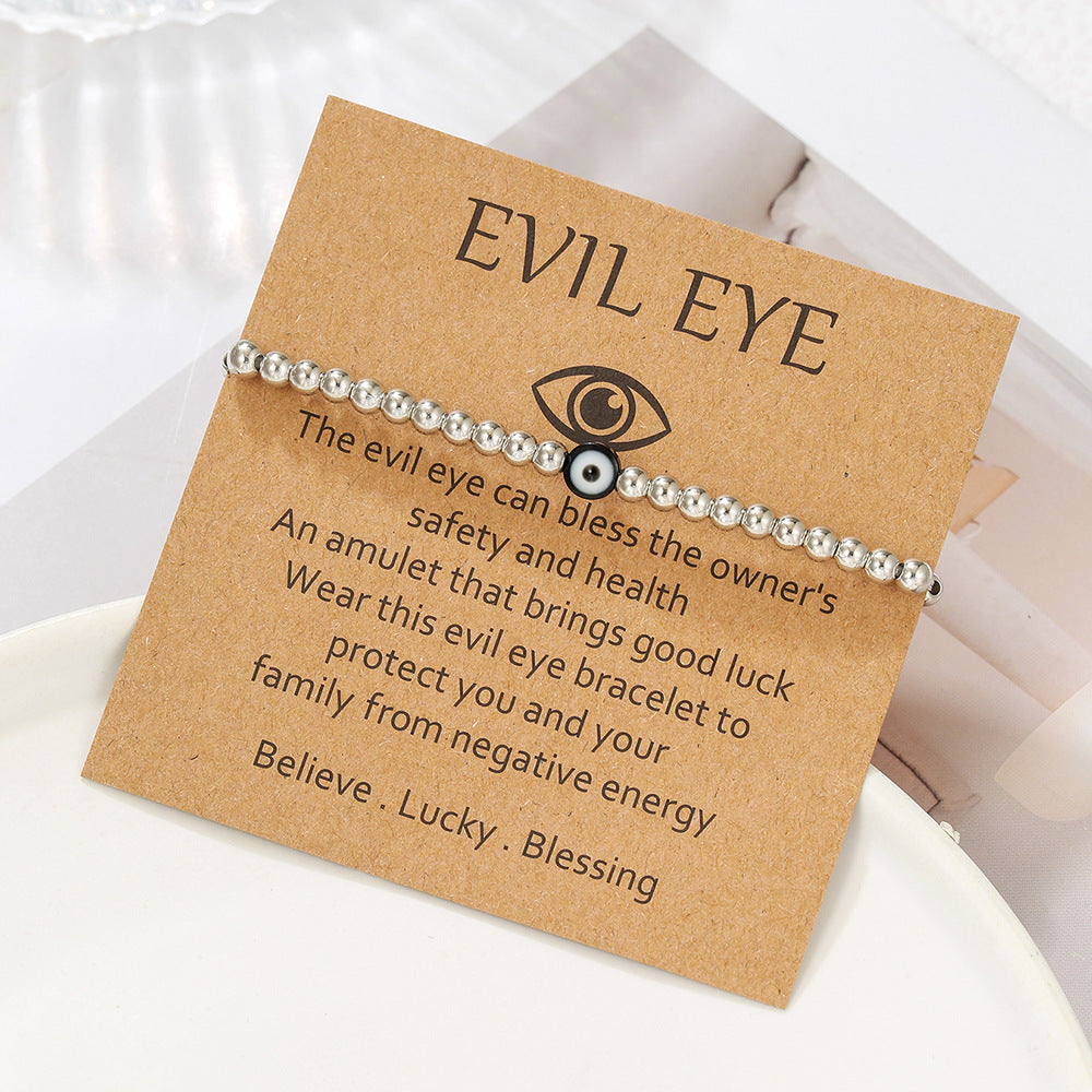 Handmade Round Acrylic Evil Eye Beaded Bracelet Unisex Friendship Jewelry