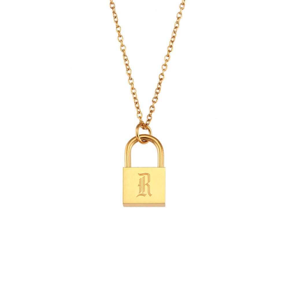 Fashionable Minimalist Stainless Steel Letter Pendant Necklace with Plated Finish for Women