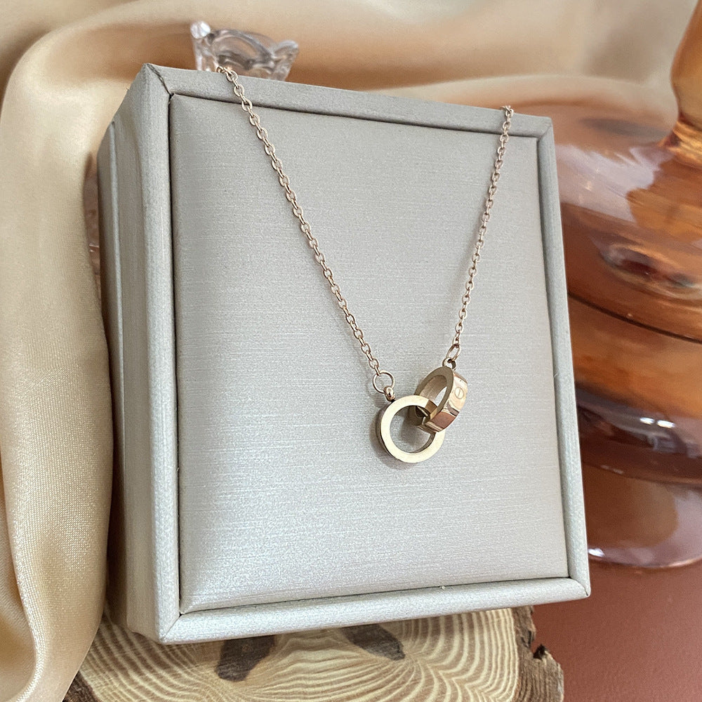 18K Gold Plated Titanium Steel Heart Cartoon Leaf Necklace with Ethnic Elements