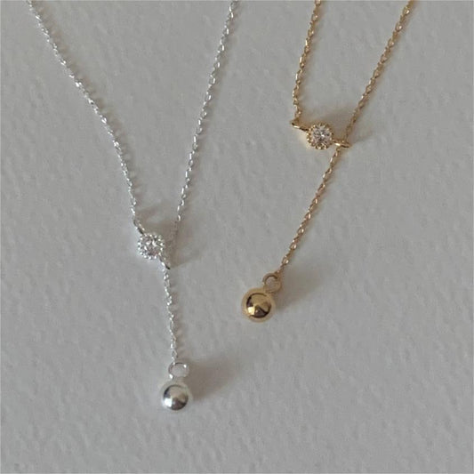 Minimalist Heart Pendant Necklace in 925 Sterling Silver with Cubic Zirconia, Adjustable Chain