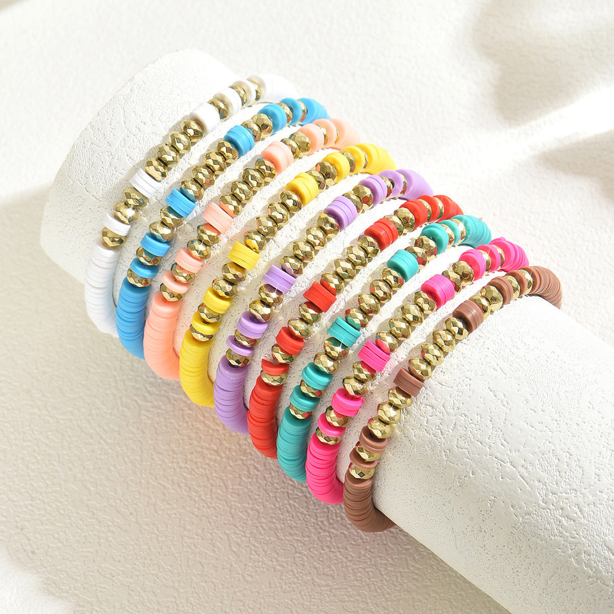 Set bracciale da donna multistrato geometrico con perline in resina intrecciate a mano per regalo di anniversario