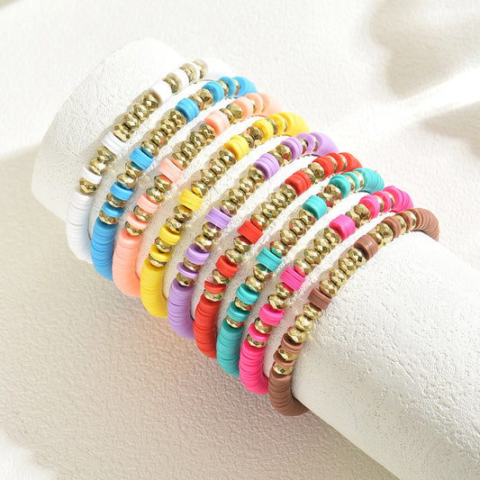 Set bracciale da donna multistrato geometrico con perline in resina intrecciate a mano per regalo di anniversario