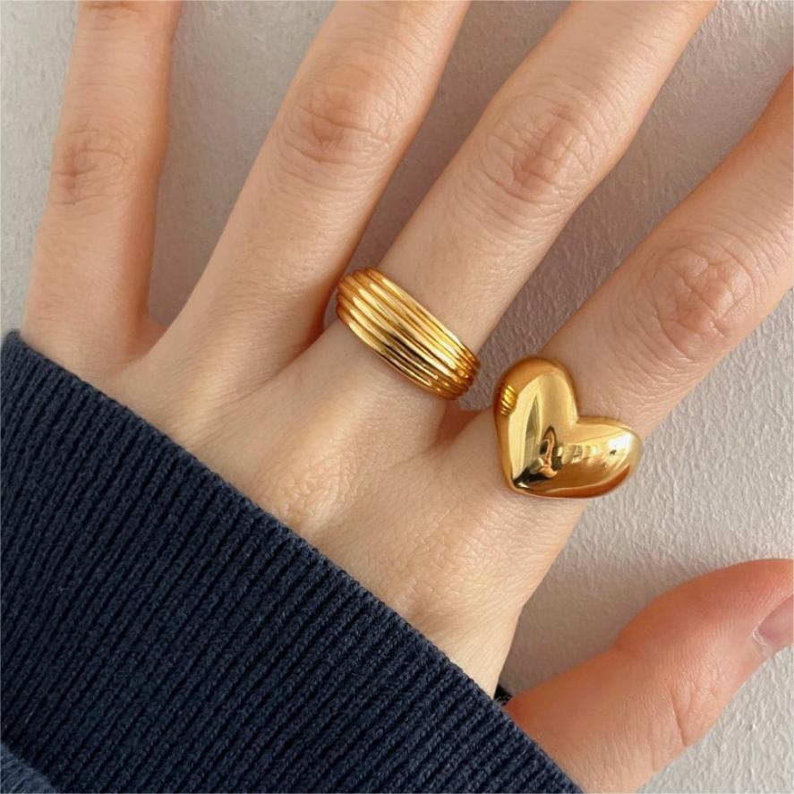 Minimalist Geometric Grid Pattern Heart-Shaped 925 Sterling Silver Adjustable Ring for Women