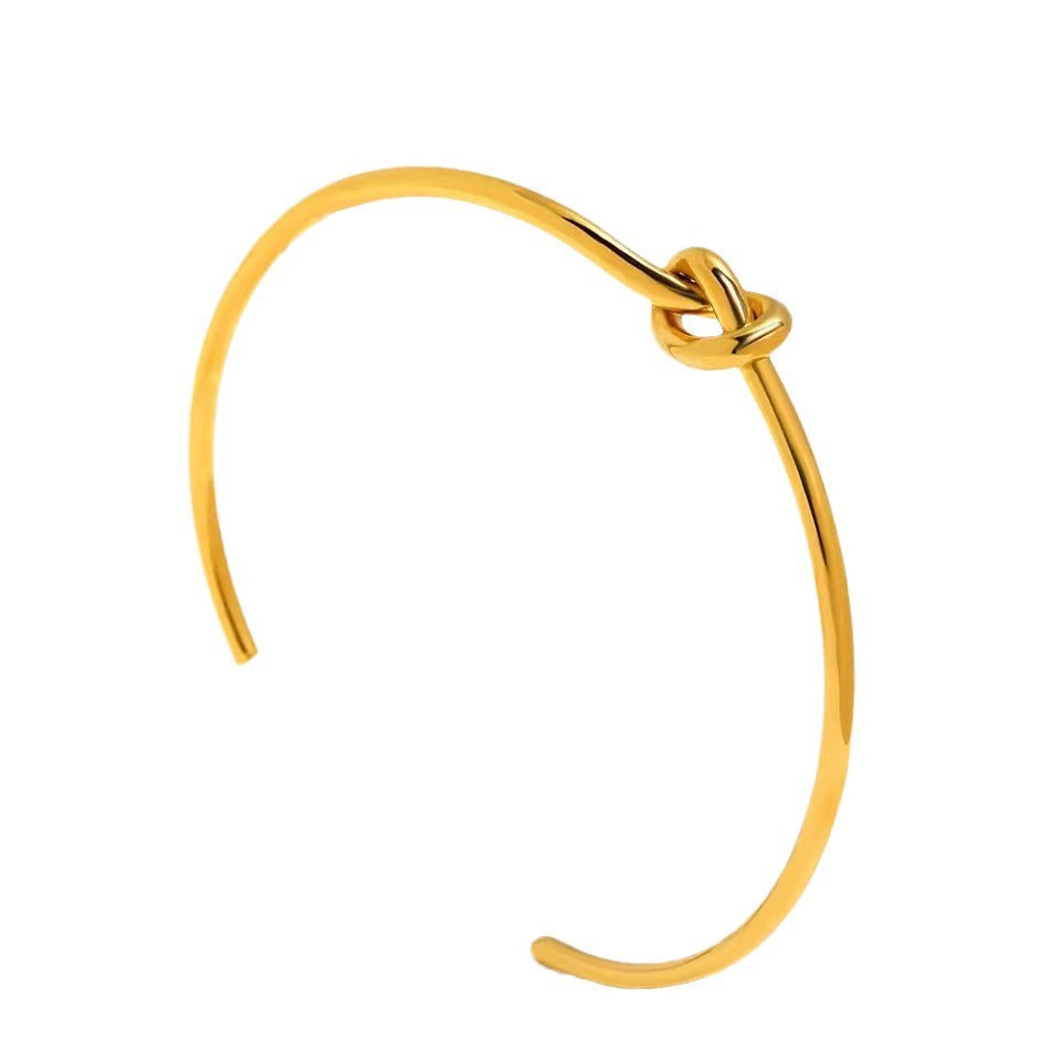 Minimalist Oval Titanium Steel Bracelet with 18K Gold Plating Luxury Fashion Unisex Hand Jewelry