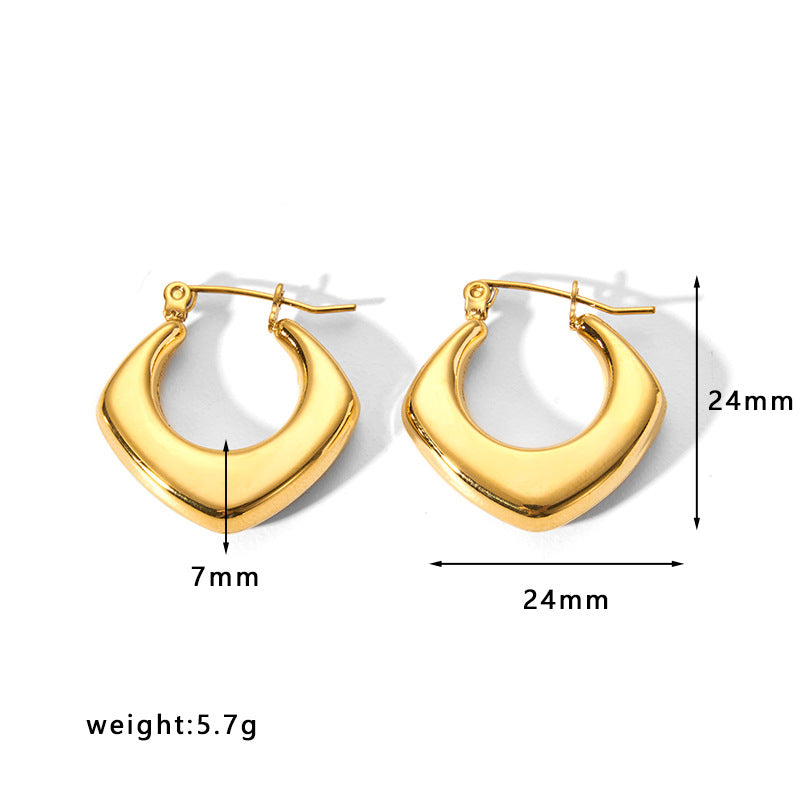 Minimalist Geometric Hollow Stainless Steel Earrings for Women with Plated Finish