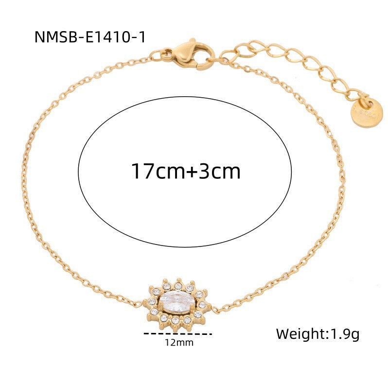 Pulsera minimalista de acero de titanio en forma de corazón para mujer con baño de oro de 18K e incrustaciones de diamantes de imitación, joyería hipoalergénica de acero inoxidable