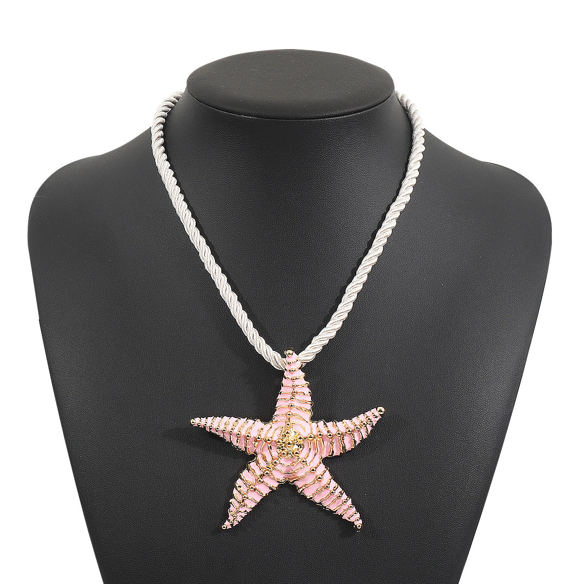 Collar con colgante de estrella de mar geométrico informal para mujer, cadena de aleación con cierre y acabado chapado
