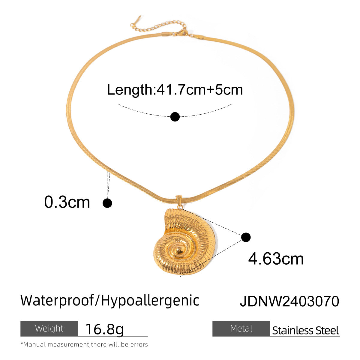 Elegant Geometric Conch Pendant Necklace Stainless Steel Titanium Steel Plated Chain for Women