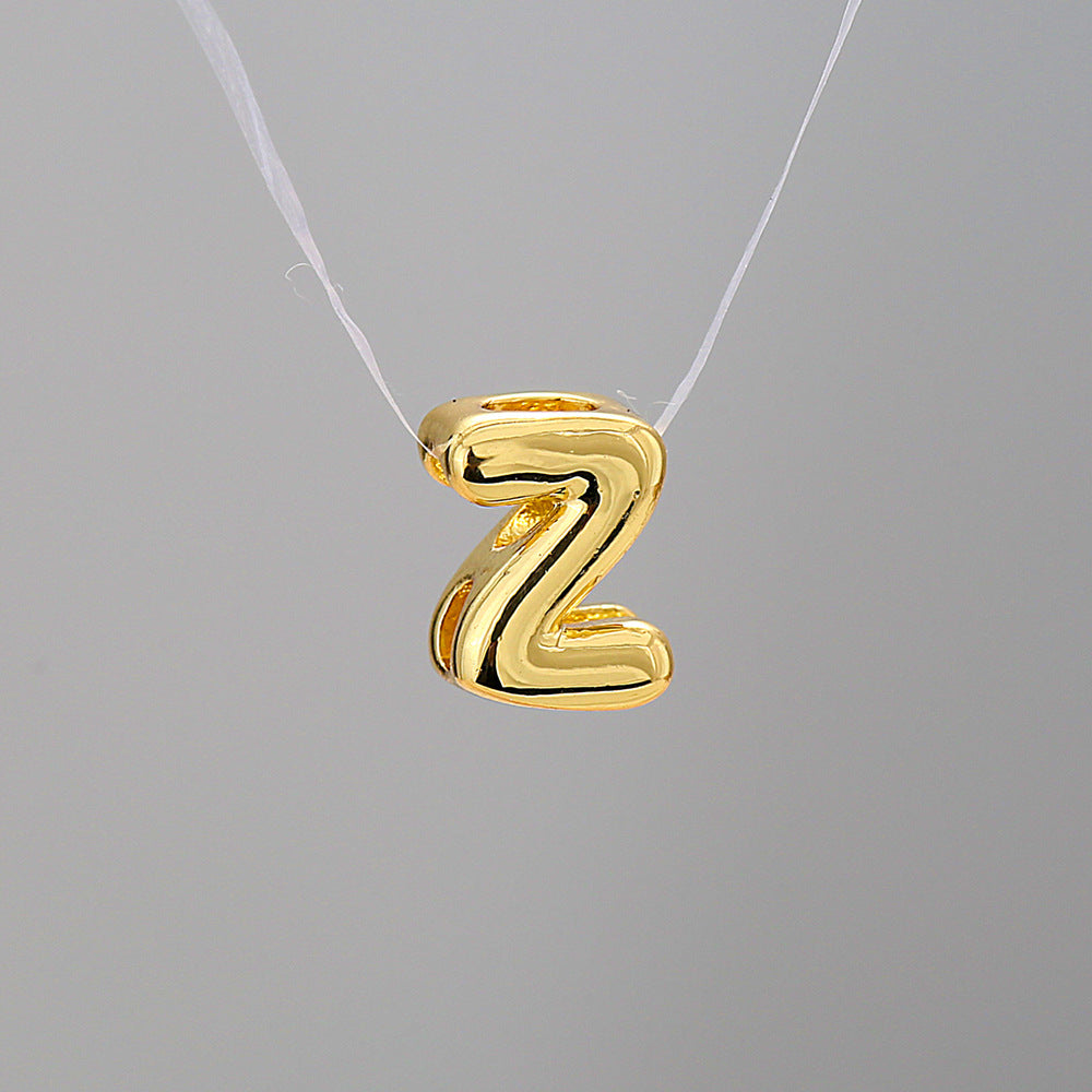 Gold Plated Brass Letter Pendant Stainless Steel Box Chain Necklace Charm Bar