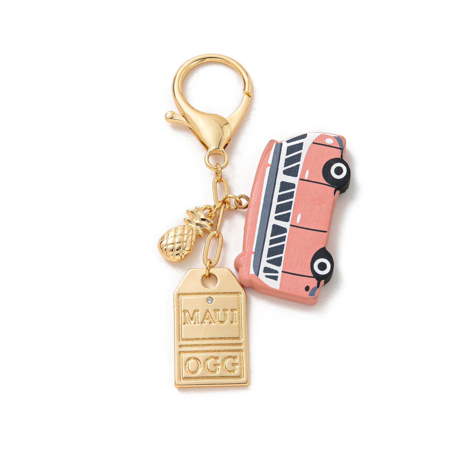 Minimalist Rainbow Pattern Plated Metal DIY Charm Bar Keychain Bag Pendant