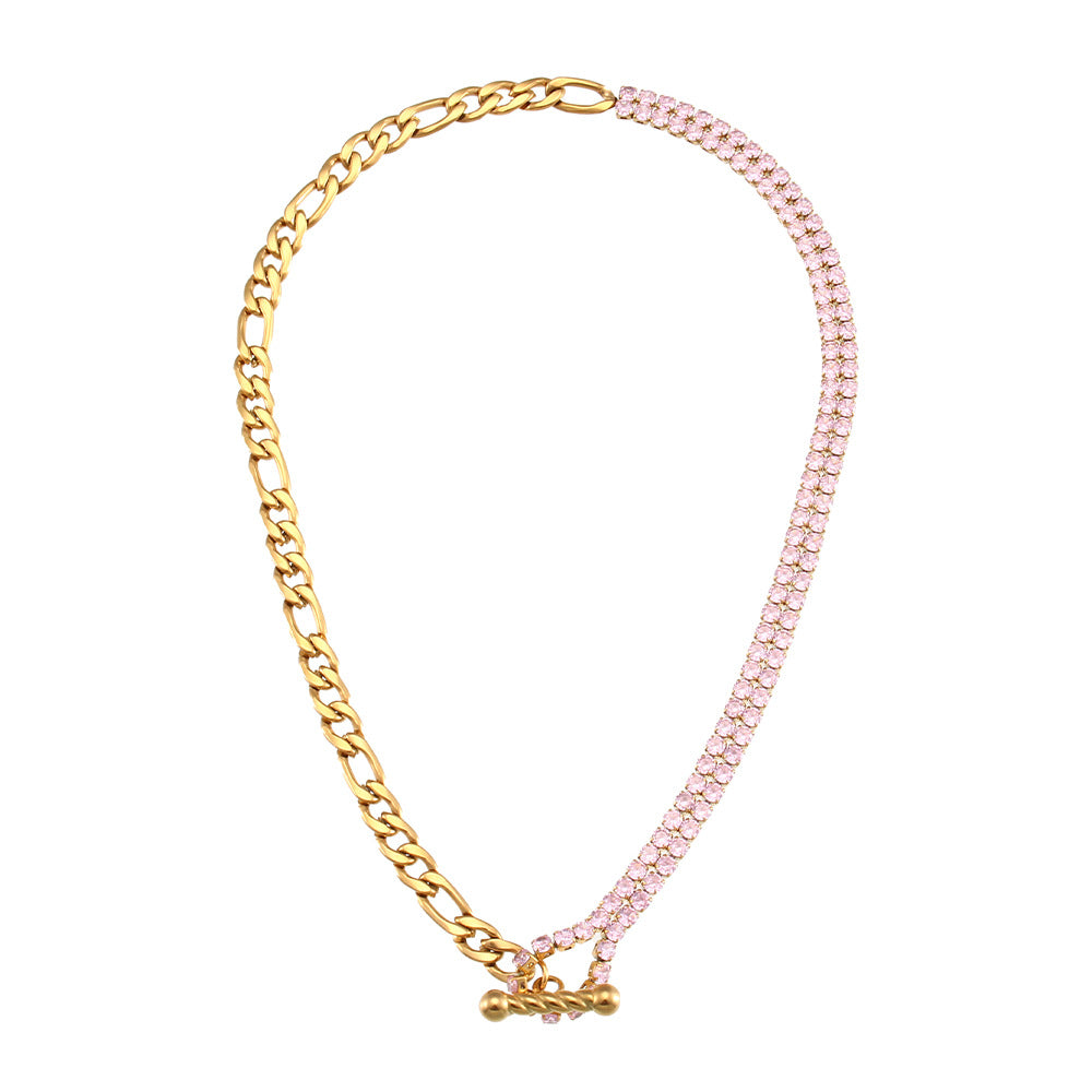 Set collana e bracciale da donna placcati in acciaio inossidabile geometrico minimalista