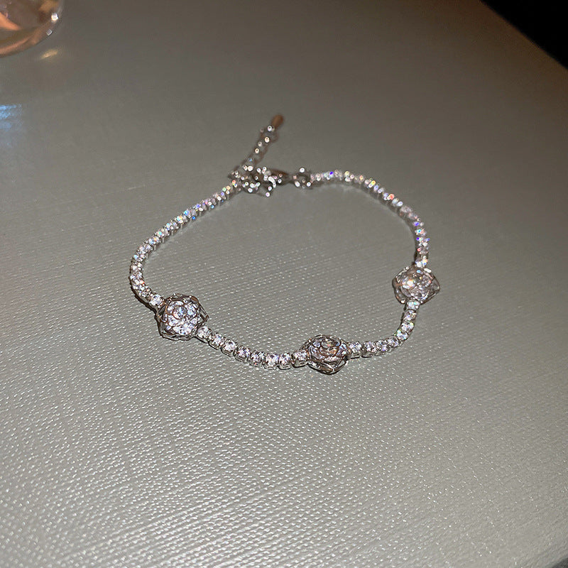 Luxury Elegant Geometric Floral Cubic Zirconia Inlay Bracelet for Women