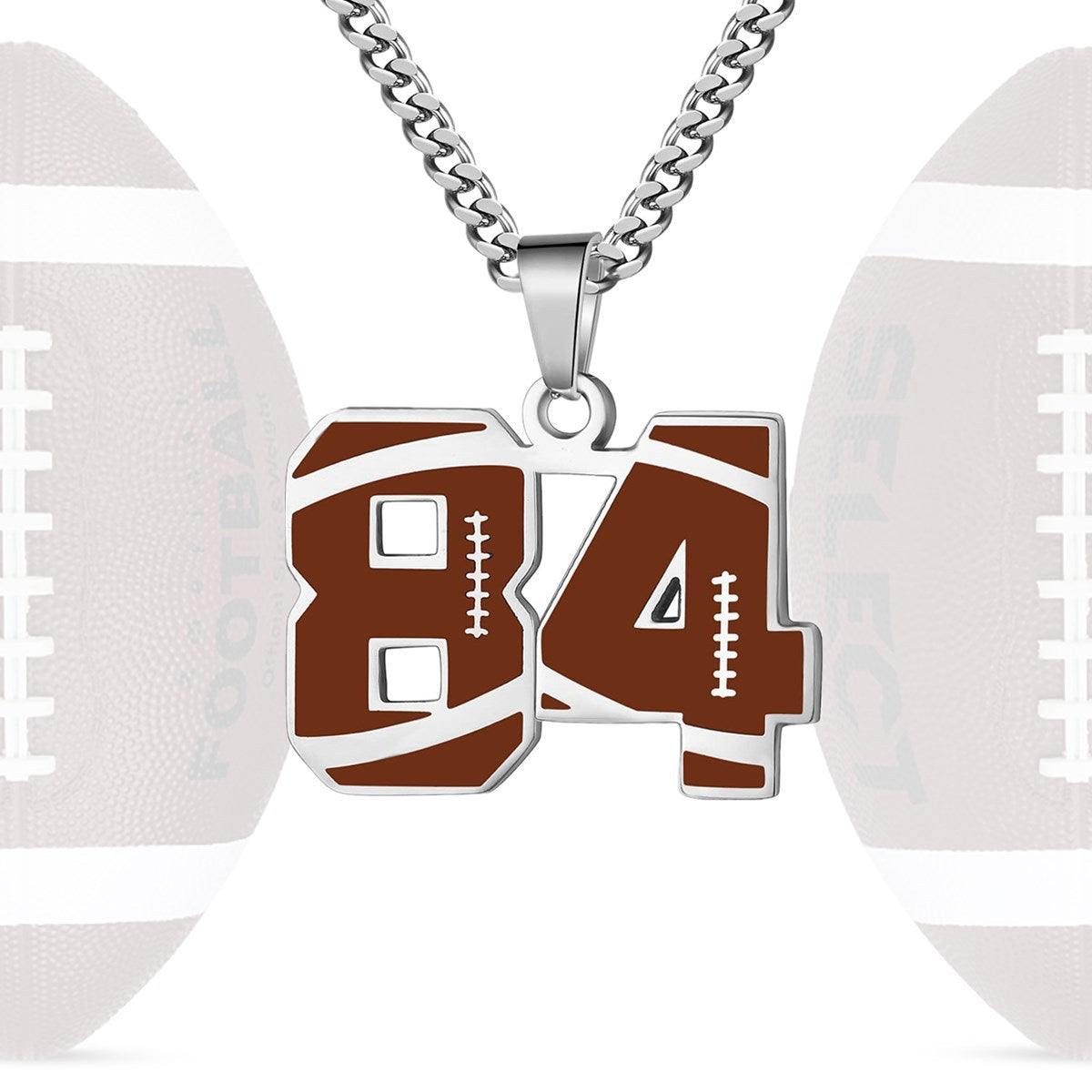 Motivational Football Number Pendant Necklace for Men in Stainless Steel with Polished Finish and Letter/Number Design
