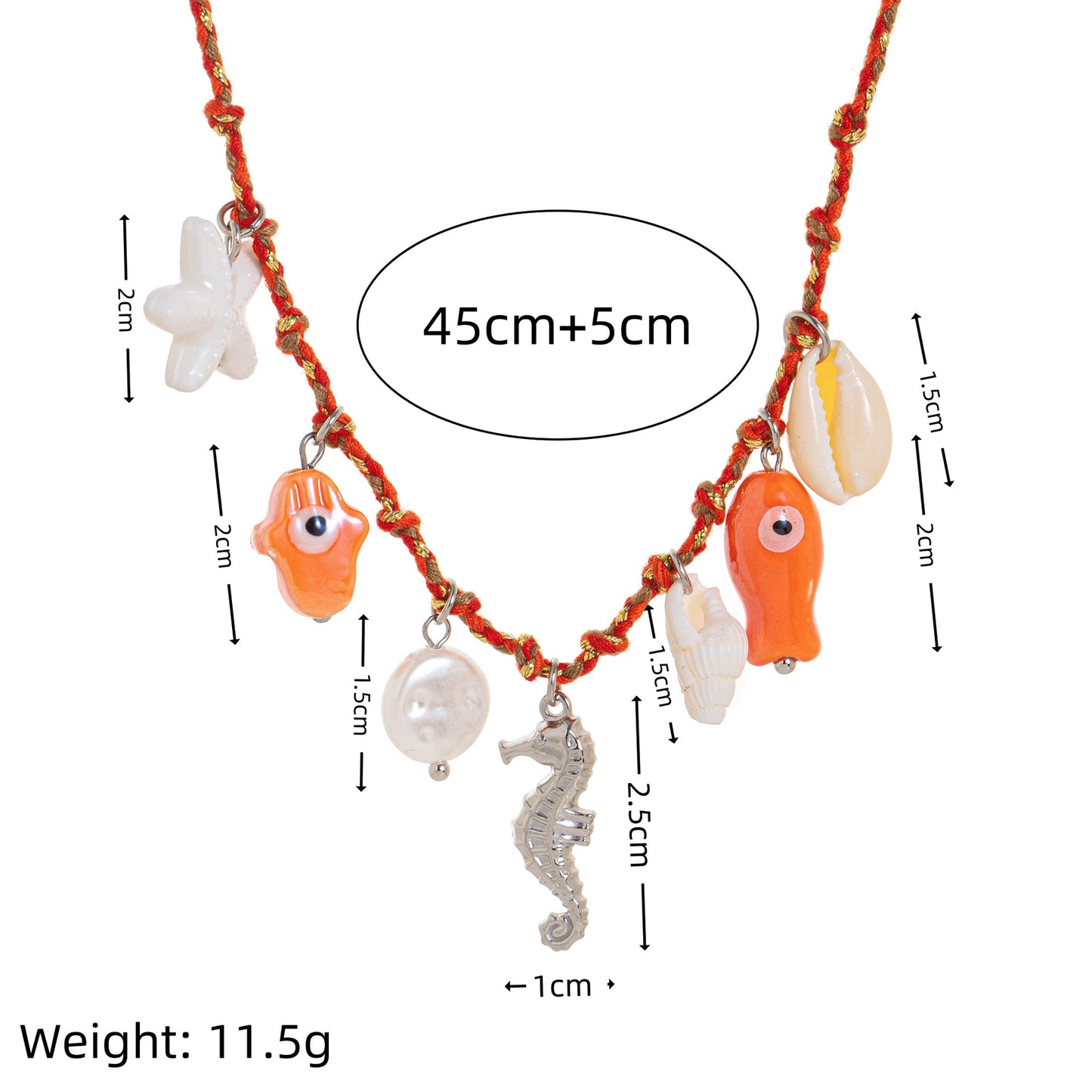 Minimalist Star Pearl Heart Pendant Necklace in Titanium Steel with Plated Finish on Colorful Dopamine Cord