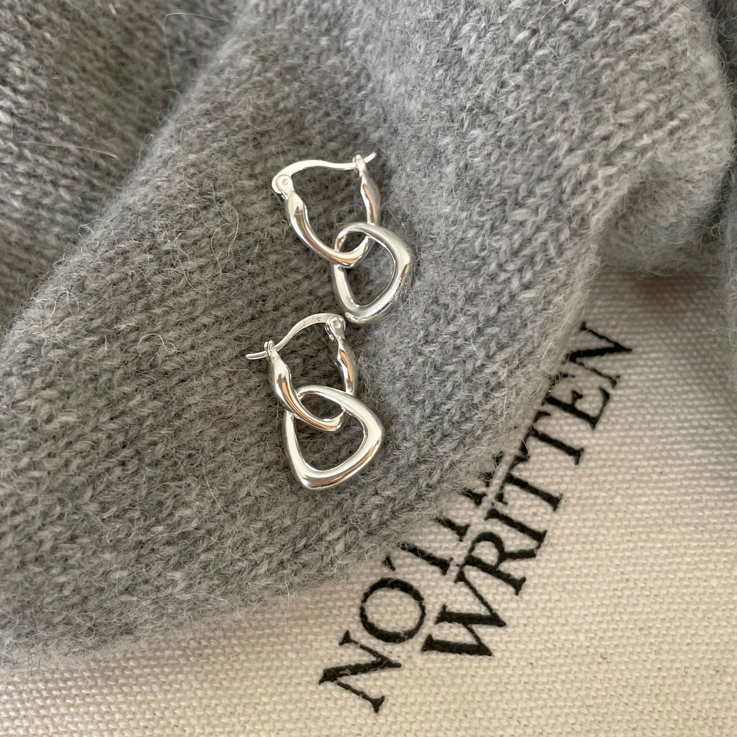 Minimalist Star-Shaped S925 Sterling Silver Hoop Earrings Handmade with Heart Motif