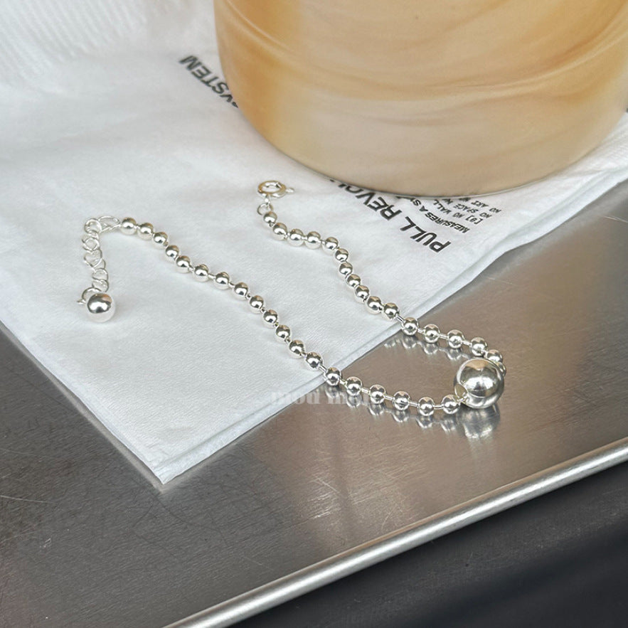 Bracciale minimalista con perline rotonde in argento sterling 925, gioiello fatto a mano
