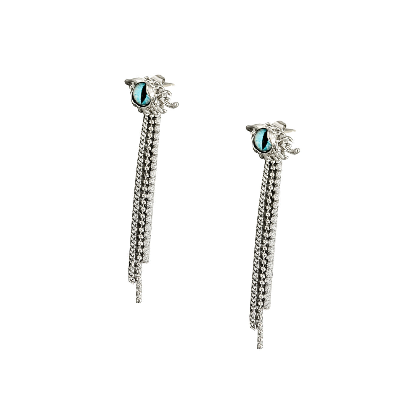 Pendientes de Metal con Resina de Ojo de Demonio Geométrico de Estilo Dulce y Fresco para Mujer