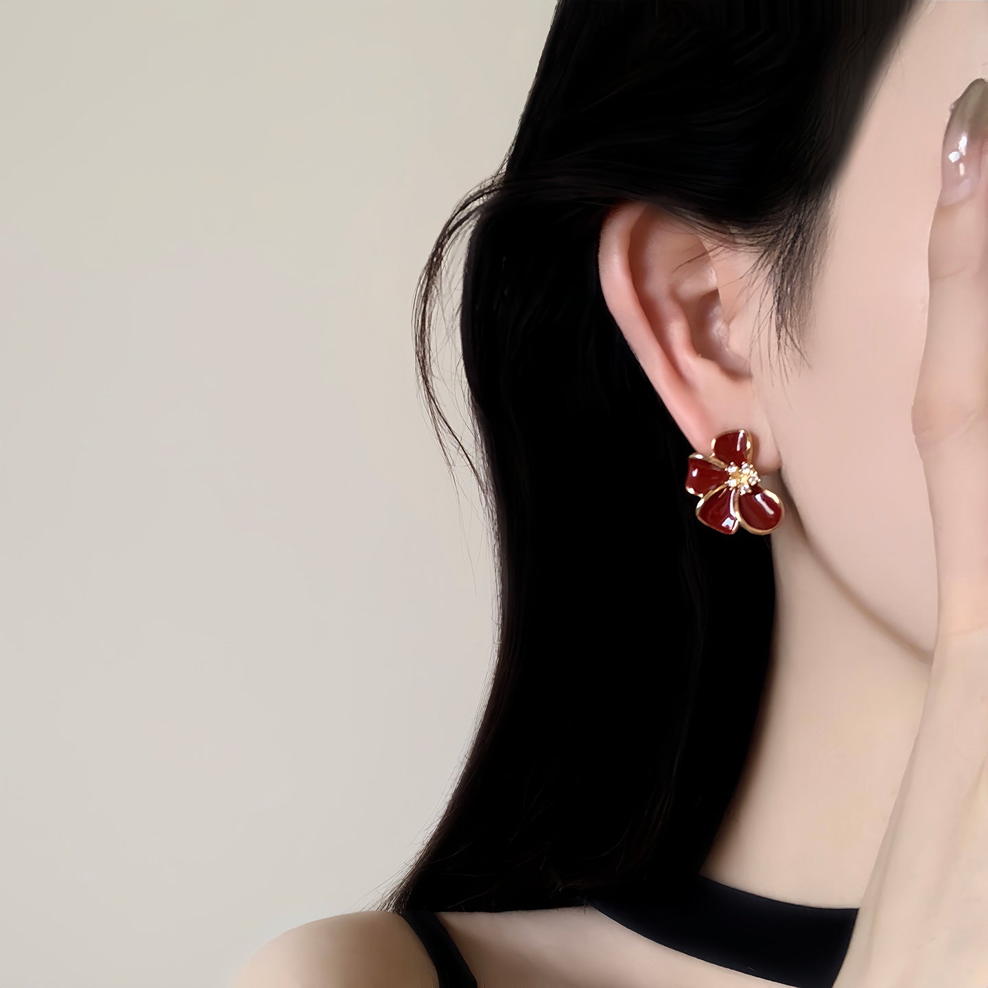 Pendientes colgantes de esmalte floral vintage, aretes de cobre bañados en oro de 18 quilates para mujer