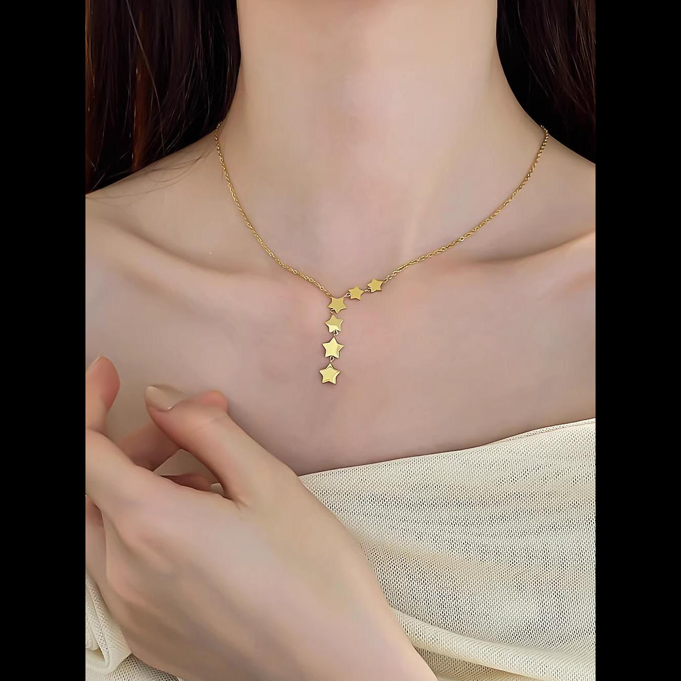 Minimalist Sweet Star Titanium Steel Plated Necklace for Women