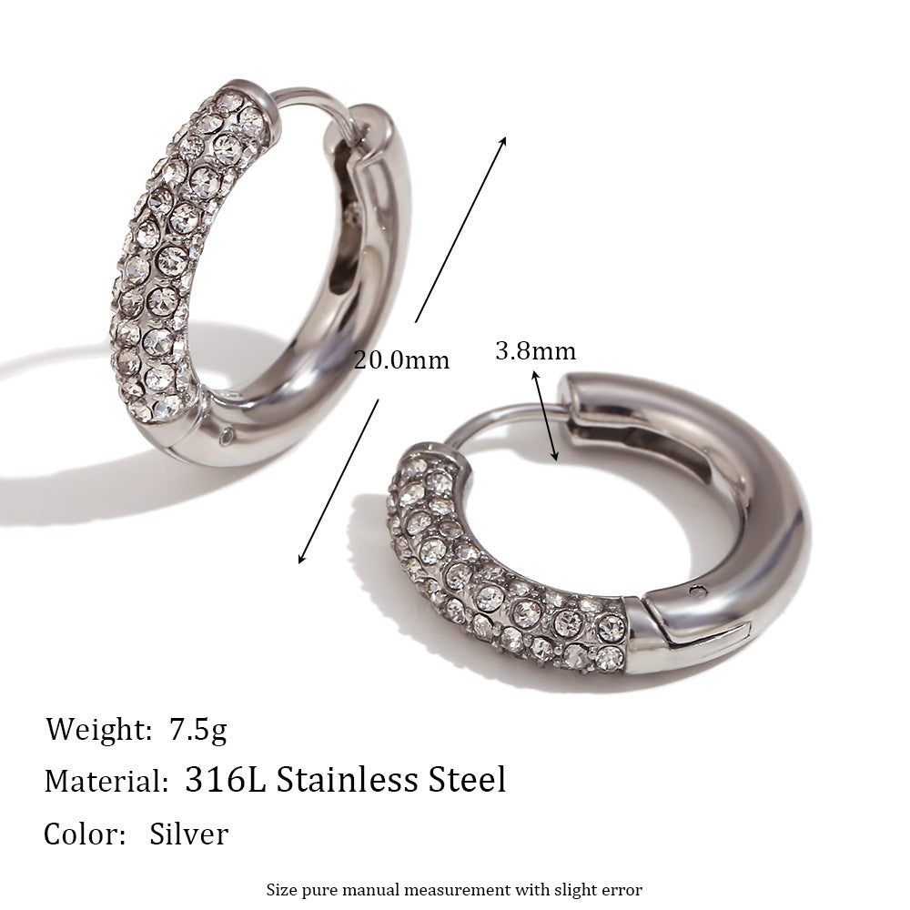Orecchini da donna in acciaio inossidabile placcato oro 18K, design a mezzaluna vuota, ispirazione geometrica francese vintage