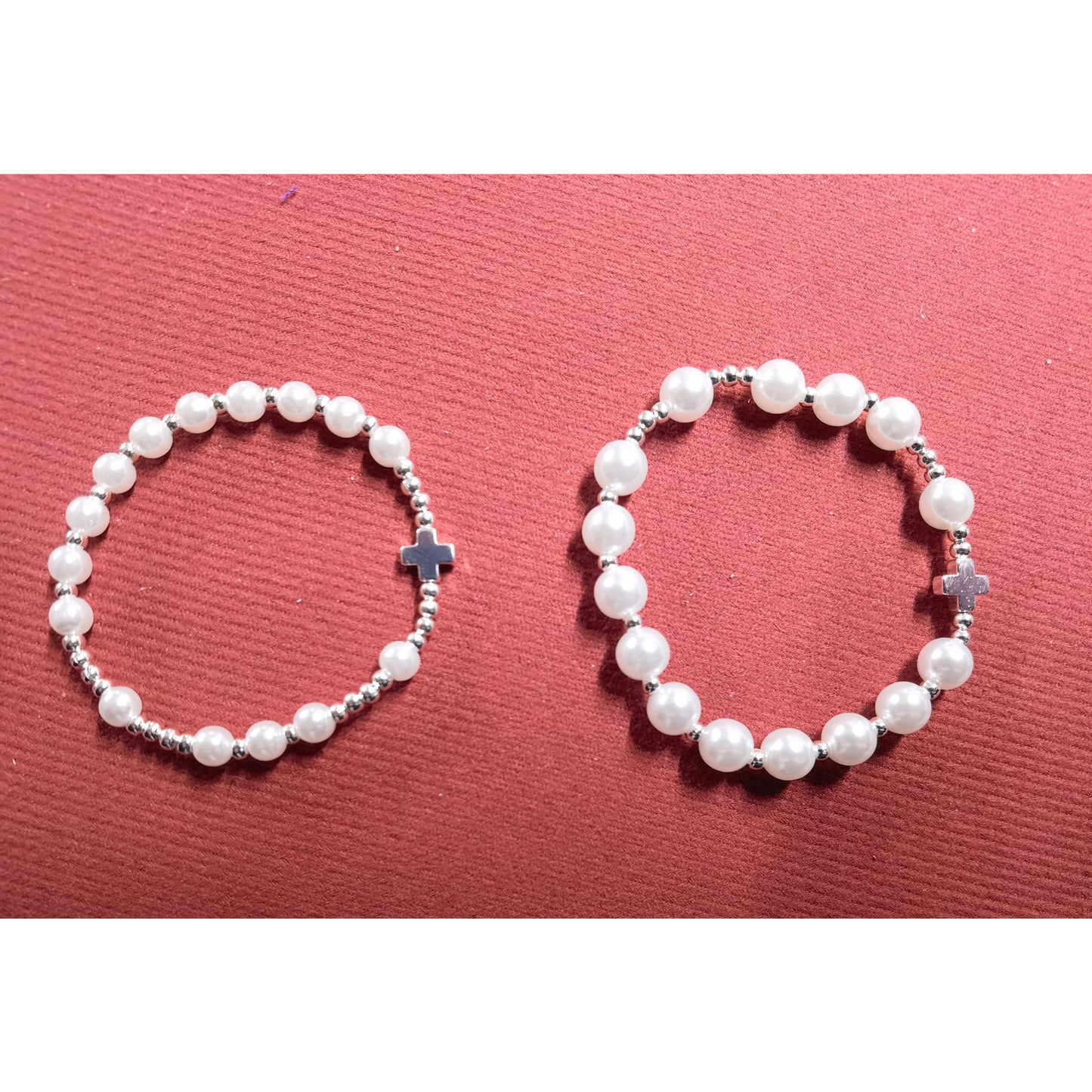 Unisex Geometric Cross Bracelet with Imitation Pearl Inlay Alloy Stainless Steel Accessories